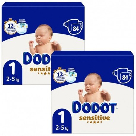 Dodot Pañales Sensitive Jumbo Pack T1 (2-5 Kg) 2x84 uds