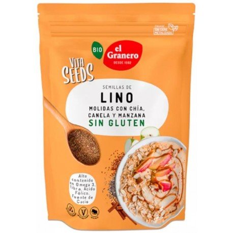 El Granero Integral Vitaseeds Semillas de Lino,Chía, Manzana y Canela BIO 200 gr