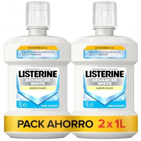 Listerine Enjuague Bucal Blanqueador sin Alcohol 2x1 Litro