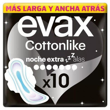 Evax Cottonlike Noche Extra Compresas Alas 10 uds