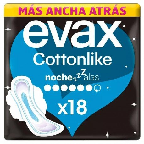 Evax Cottonlike Noche Compresas con Alas 18 uds