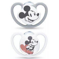 Comprar Nuk Space Chupete Mickey Silicona Gris y Blanco 18-36m