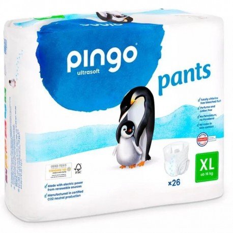 Pingo Pañales-Braguitas Ecológicos T6 (ab 16 kg) 26 uds