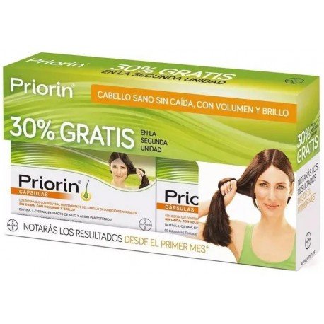 Priorin Anticaída y Salud Capilar con Biotina 2x60 Cápsulas (2ª ud 30% GRATIS)